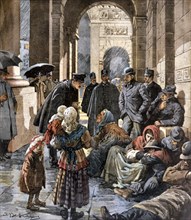 La recherche des sans-abri à Milan pour les emmener dans les dortoirs publics (1902)