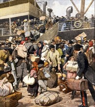 Les effets de la guerre italo-turque : arrivée à Naples des Italiens expulsés de Turquie (1902)