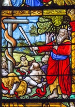 Vitrail de la Genèse : Moïse et le serpent d'airain