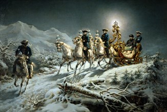 Louis II de Bavière lors d'une promenade nocturne en traîneau dans les Alpes d'Ammergau