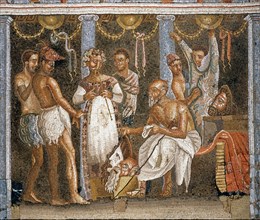 Chorège et acteurs, mosaïque de Pompéi