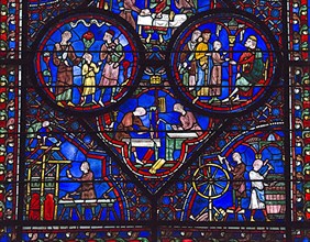 Partie inférieure du vitrail de saint Julien l'Hospitalier (vitrail de Chartres)