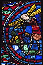 Samson enlève les portes de Gaza (vitrail de Chartres)
