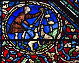 Piqueurs et valets de chasse à courre (vitrail de Chartres)