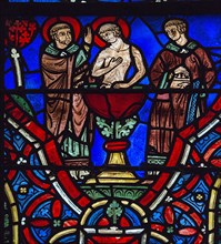 Le baptême de Pantaléon (vitrail de Chartres)