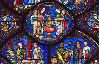 Le baptême de Constantin (vitrail de Chartres)