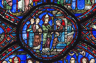 Le baptême de Pantaléon (vitrail de Chartres)