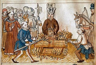Von Richental, Jan Hus est brûlé sur le bûcher le 6 juillet 1415 à Constance
