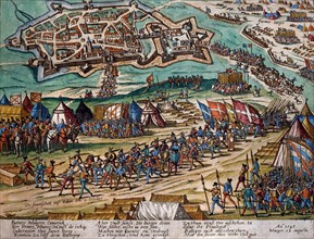 Hogenberg, Les Français abandonnent Cambrais aux Espagnols, le 12 août 1595