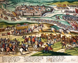 Hogenberg, L'armée du duc de Parme, s'empare de Neufchastel près Rouen, 16 février 1592