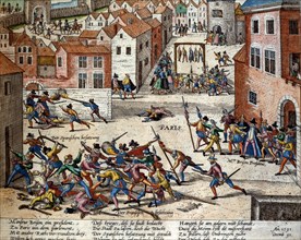 Hogenberg, Troubles de Paris et assassinat du Président Barnabé Brisson, 1591
