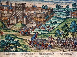 Hogenberg, Protestant attack on the town of Bourges, 21 December 1569