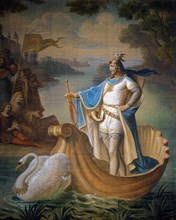 August von Heckel, Arrivée de Lohengrin à Anvers sur un bateau tiré par un cygne