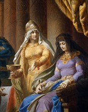 Wilhelm Hauschild, Grimhilde, mère de Gudrun, donne à sa fille une potion capable de mettre fin à l'amour de Siegfried avec Brunhilde