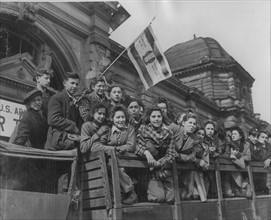 Jewish Children await to be taken to Marseille then board to Palestine (1946)