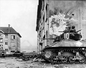 French Tanks in Huningue (France),Swiss border  fall 1944.