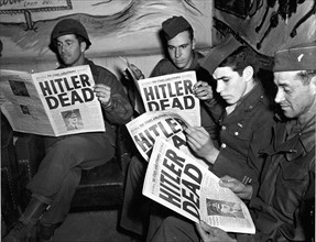 The Death of Adolf Hitler annouced by an "extra" edition of Stars and Stripes (May 2,1945)