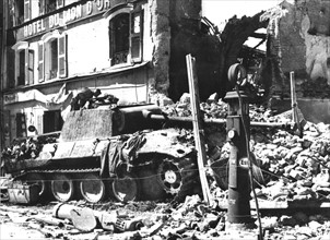 A knocked out German Mark VI Tiger tank in Meximieux (France) September 1944