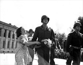 American  troops in Oslo (Norway) observe America's Independance Day, July 4,1945