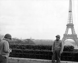 Two U.S soldiers enjoy a 72-hour pass in Paris, February 5,1945