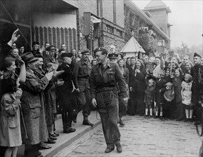 Prince Bernhard of the Netherlands during a visit in Nimegue (Holland), Autumn 1944