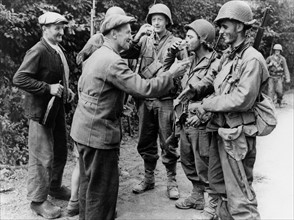 Welcome for U.S. troops in Montcuit, summer 1944