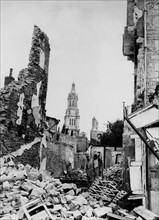 Battle-scarred town of Avranches in Normandy, July 31, 1944