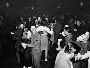 American troops dance in French Riviera ballroom at Nice (1945)