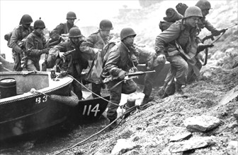 Troops of the 7th U.S. Army cross the Rhine river, March 26, 1945