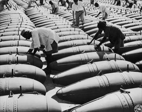 Indian workers check fuel tanks in Bangalore, 1944
