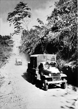 A convoy en route from Myitkyina to Bhamo  in Burma, 1945