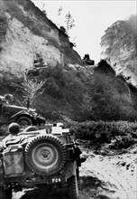 American M-24 tanks advance in North Italy, April 17, 1945