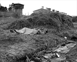A dead in Belsen concentration camp,  April 28, 1945