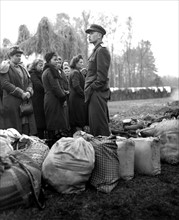 Displaced persons of Russian and Polish origin in a camp in Chimay , March 26, 1945