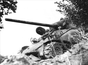 An American Sherman M-4 tank ready for action in France, July 1944