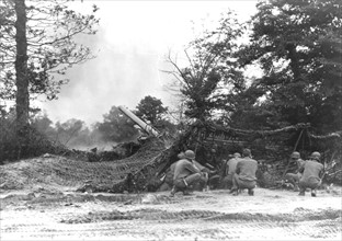 American artillery unit in action in Normandy, summer 1944