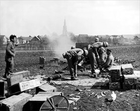 American guns near Wullersleben,  April 12, 1944