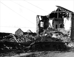 German tank knocked out in Luxembourg, February 1945