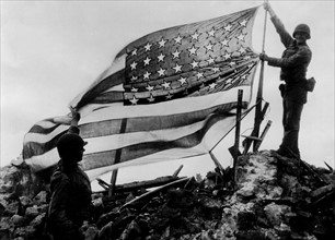 American flag over Cezembre  island, september 2, 1944