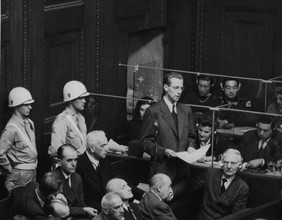 Hans Fritzsche makes his final statement at the International Military Tribunal in Nuremberg (Germany) (August 31, 1946).