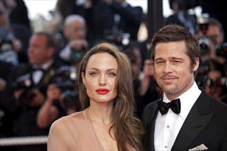 Actors Brad Pitt and Angelina Jolie arrive for the world premiere of the movie "Inglourious
