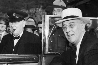 Franklin Delano Roosevelt (1882-1945) 32nd President of the USA (right) and...