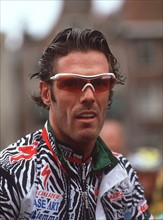 Mario CIPOLLINI, Italien, Radsport,  Team Acqua Sapone,   in seinem "Zebra" Rennanzug, Portraet, HF