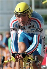 Der Franzose Laurent Jalabert gewinnt am 9.10.1997 bei der Rad-WM im spanischen San Sebastian im