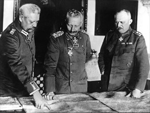 Paul von Hindenburg, Emperor Wilhelm II. and Erich Ludendorff