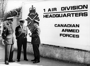 Canadian soldiers in front of barracks in Lahr