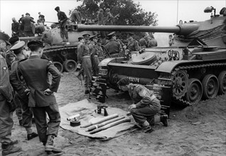 Allied tank manoeuvre in Grunewald in Berlin