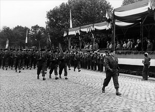 Parade of French troops on Bastille Day in Koblenz