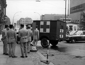 French ambulance at Checkpoint Charlie in Berlin