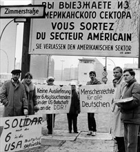 Demonstration for six GDR refugees in East Berlin US embassy